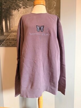 Happiness Project Mauve Butterfly Crewneck Sweatshirt